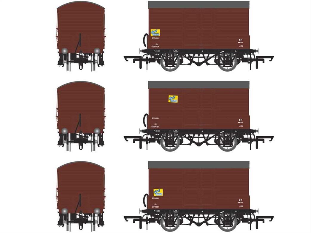 Accurascale OO ACC2048 BR ex-SR D1478 Banana Vans 1948-1961 Triple Pack BR Bauxite Geest Bananas