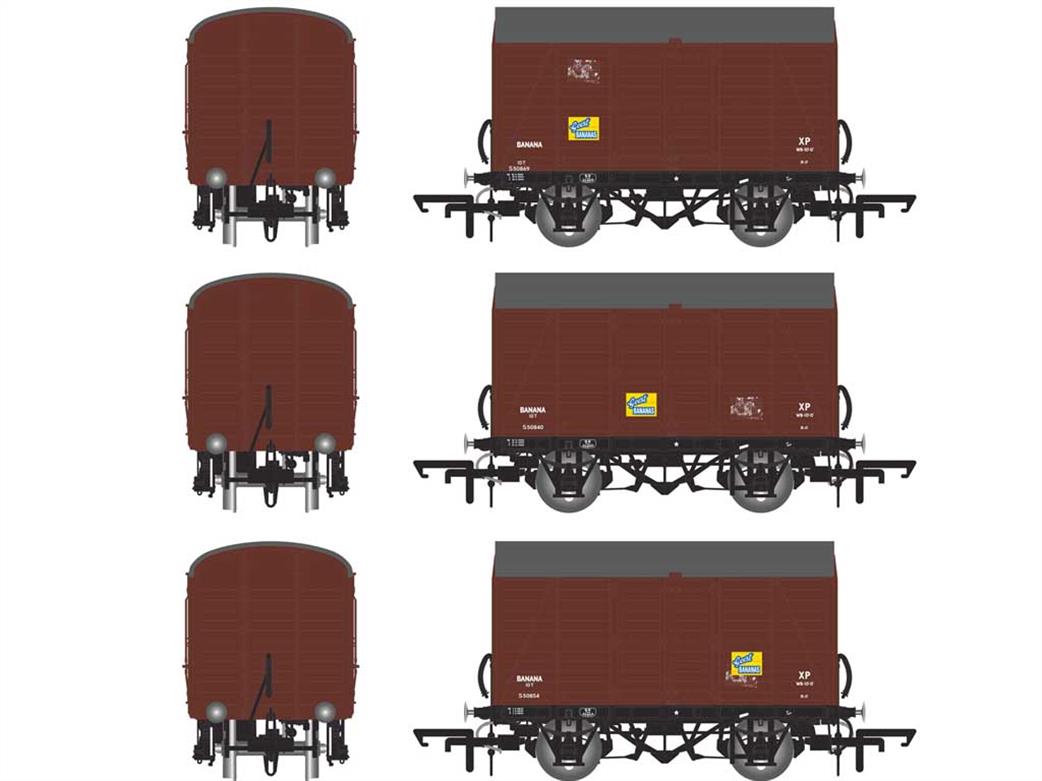 Accurascale OO ACC2053 BR ex-SR D1479 Banana Vans 1948-1961 Triple Pack BR Bauxite Geest Bananas