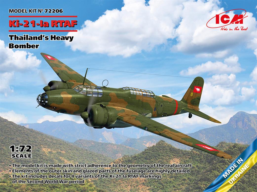 ICM 1/72 72206 Ki-21-1A RTAF Thailands Heavy Bomber  Plastic Kit