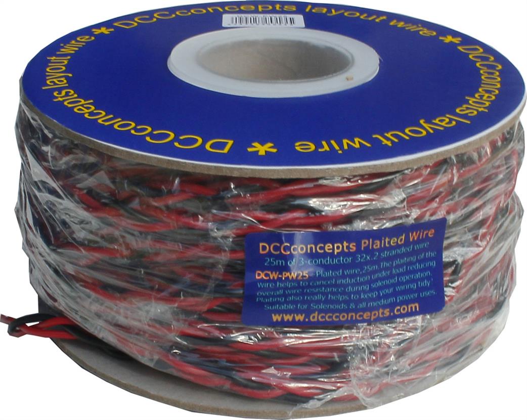 DCC Concepts  DCW-PW25 3 core Point Motor Wire 25m Drum