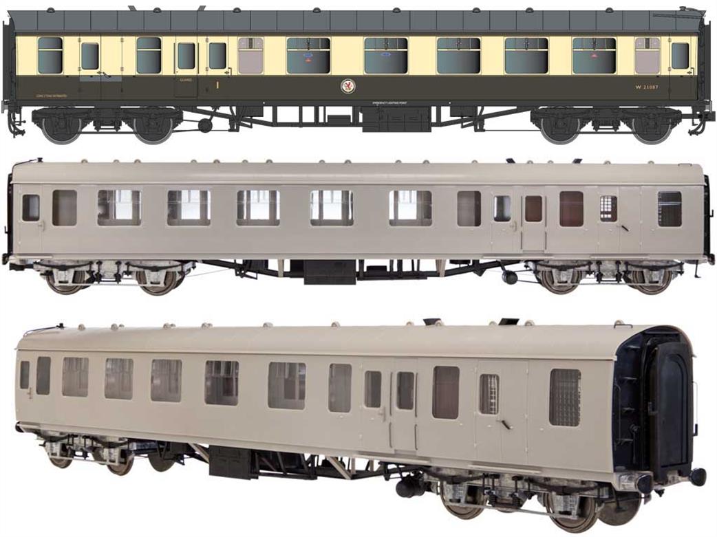 Dapol Lionheart Trains O Gauge 7P-002-301 BR W21087 Mk1 BCK Brake Composite Corridor Coach Chocolate & Cream Western Region