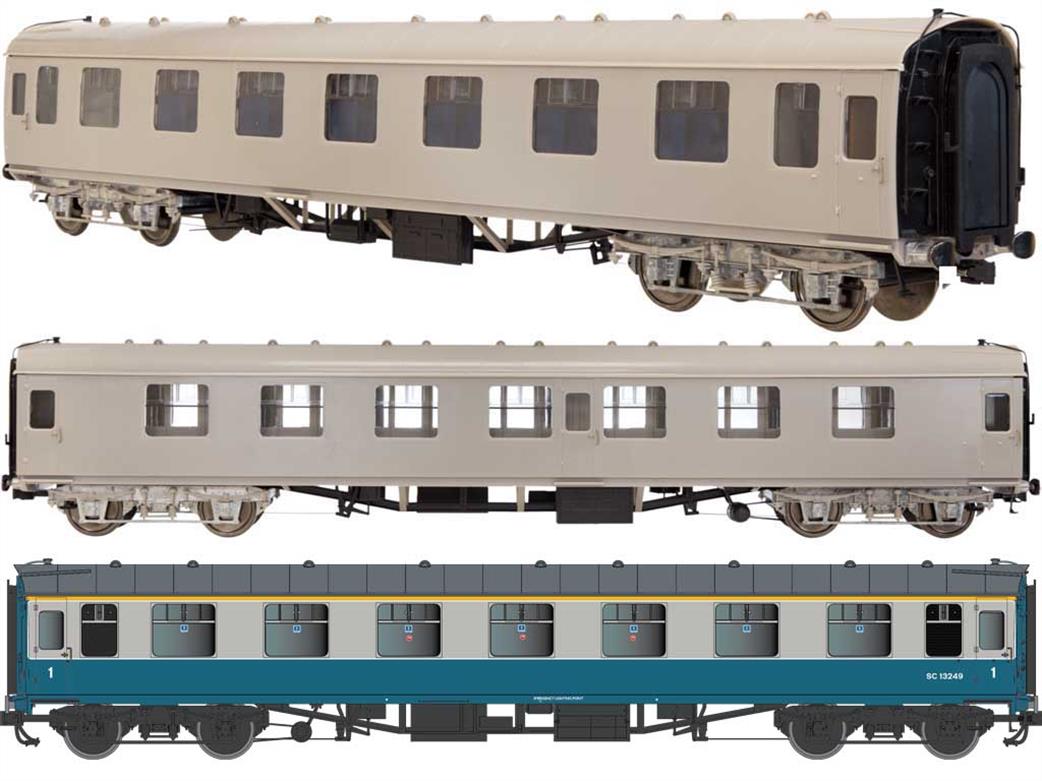 Dapol Lionheart Trains O Gauge 7P-002-253 BR Sc13249 Mk1 FK First Class Side Corridor Coach Blue & Grey Livery Scottish Region