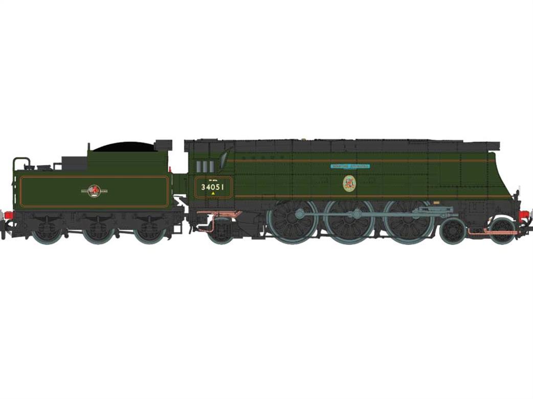 Dapol N 2S-034-007 BR 34051 Winston Churchill Unrebuilt Bulleid Battle of Britain Class 4-6-2 Pacific BR Green Late Crest