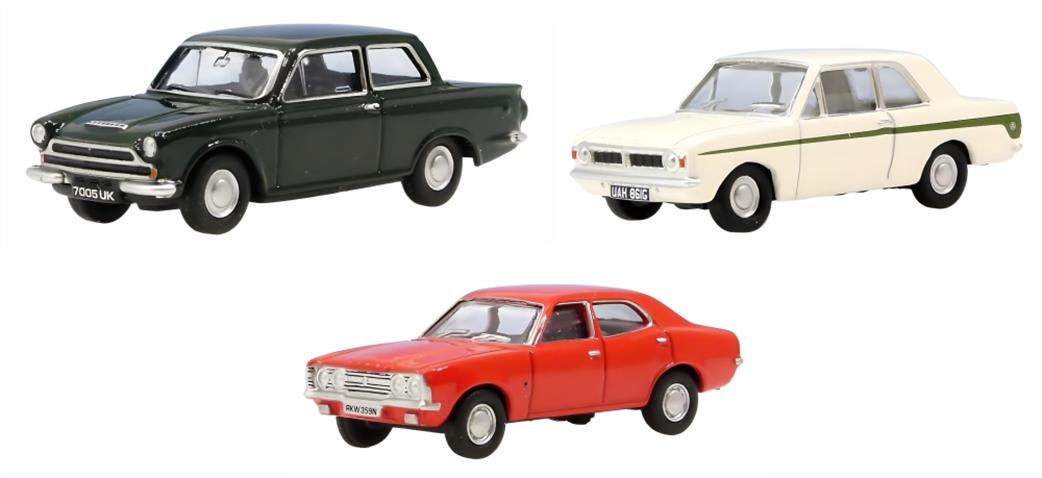 Oxford Diecast 1/76 76SET84 3 Piece Ford Cortina Set Mk1/2/3