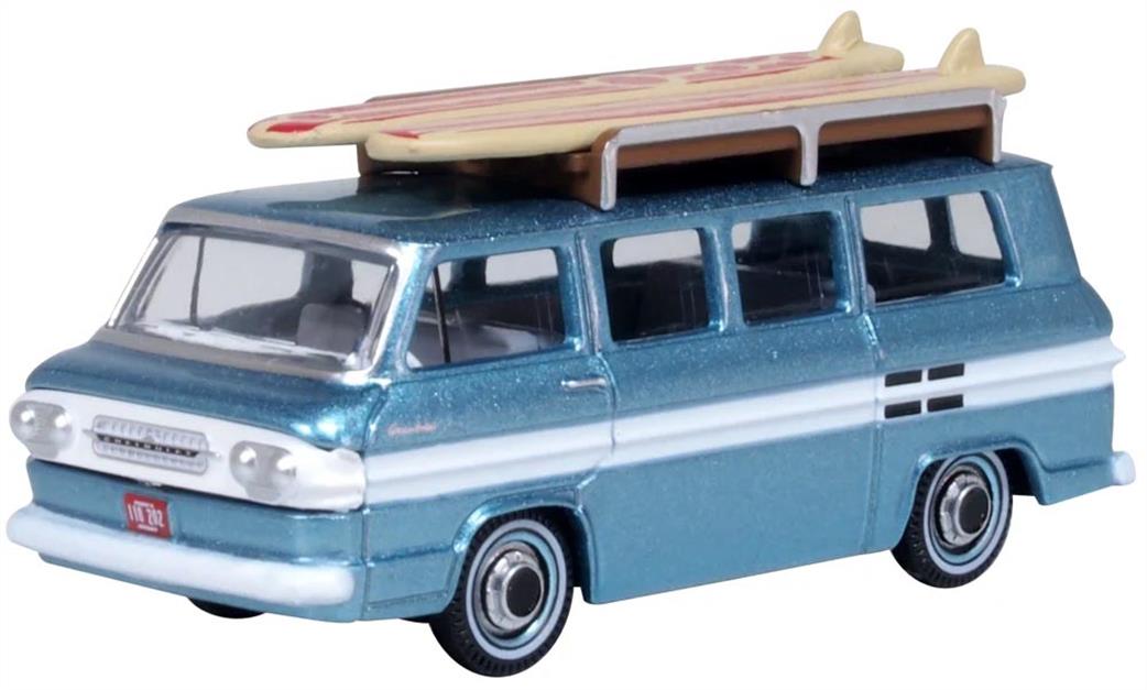 Oxford Diecast 1/87 87CG61001 1961 Chevrolet Corvair Greenbrier Passenger Wagon Turq/Cameo White