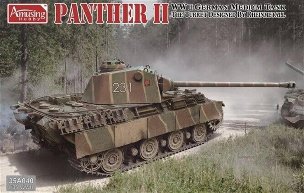 Amusing Hobby 1/35 35A040 German Panther II with Rheinmetall Turret Plastic kit