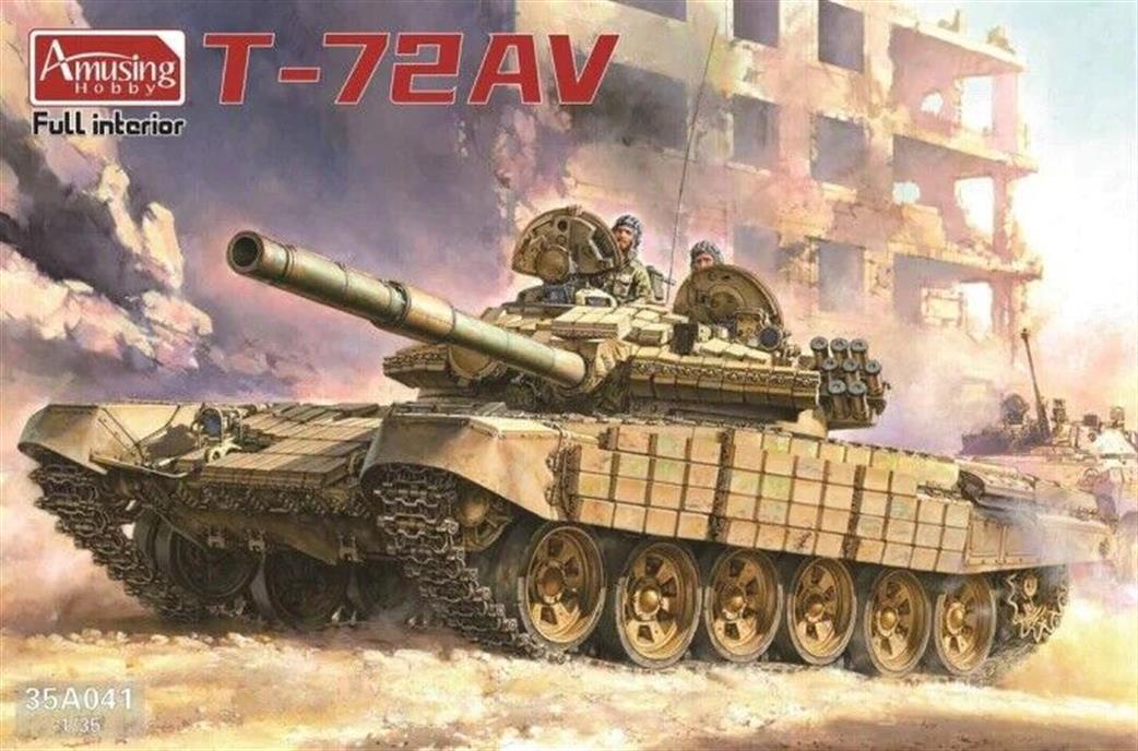 Amusing Hobby 1/35 35A041 Russian T-72AV with Kontakt-1 ERA Brick Plastic Kit