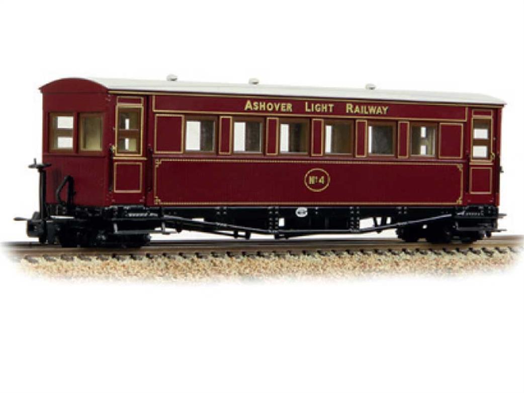 Bachmann OO9 394-025A Ashover Railway Gloucester Bogie Coach 4 Ashover Railway Crimson Livery