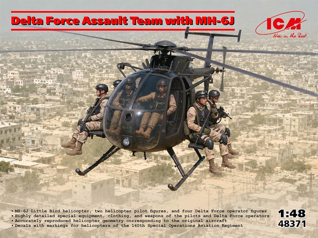 ICM 1/48 48371 Delta Force Assault Team with MH-6J Helicopter Kit