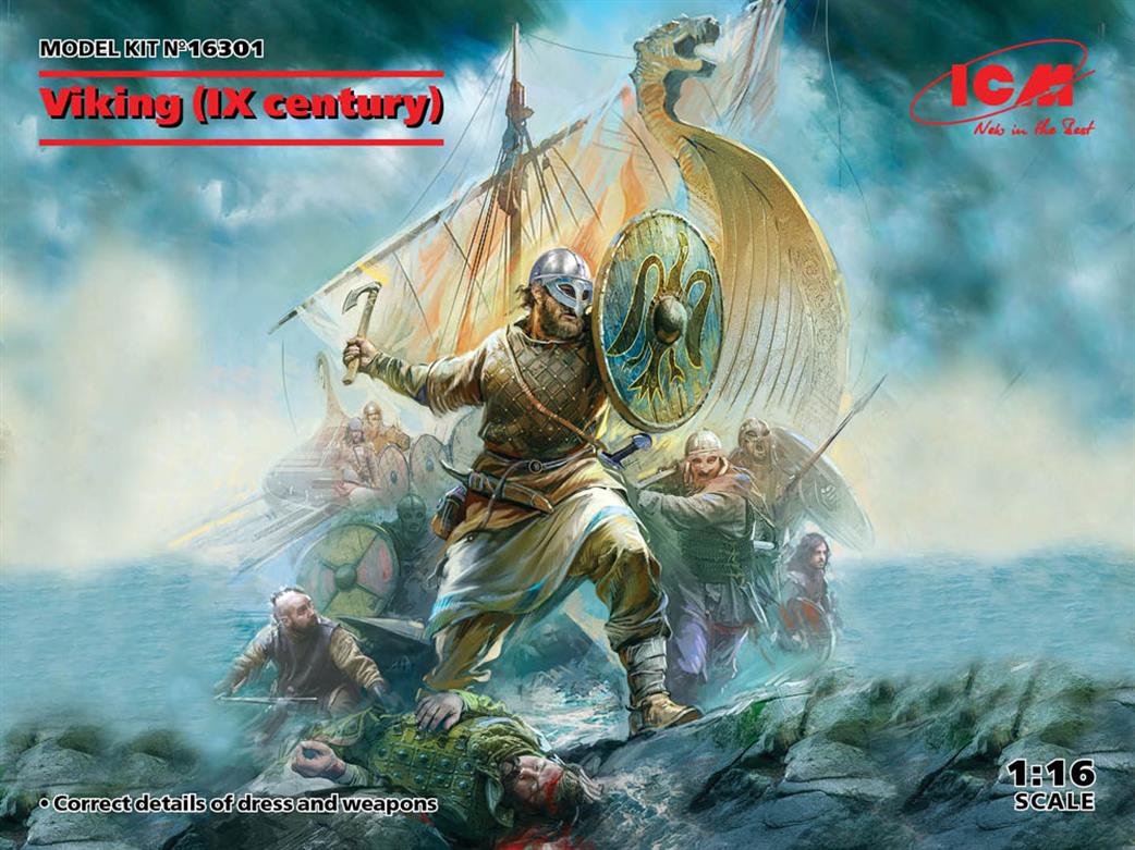 ICM 1/16 16301 Viking Soldier 9th Century Figure Kit