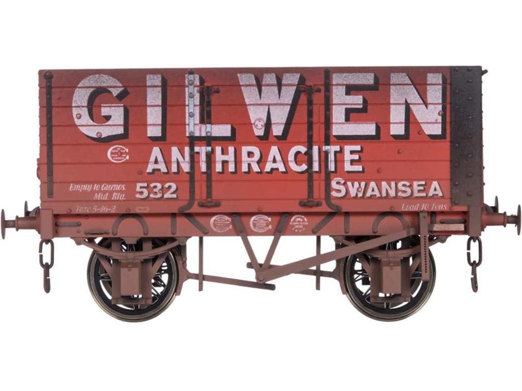 Dapol O 7F-073-012 Gilwen Anthracite Swansea 7 Plank RCH 1887 Open Coal Wagon 532 Weathered