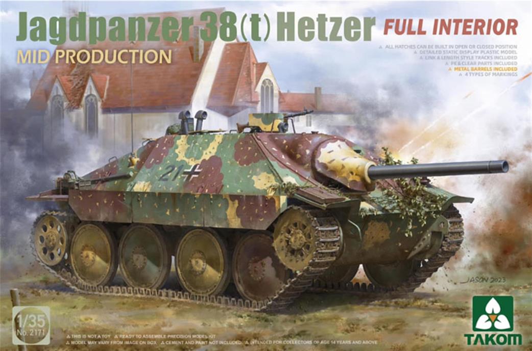 Takom 1/35 02171 Hetzer 38T Mid Production With Interior Plastic Kit