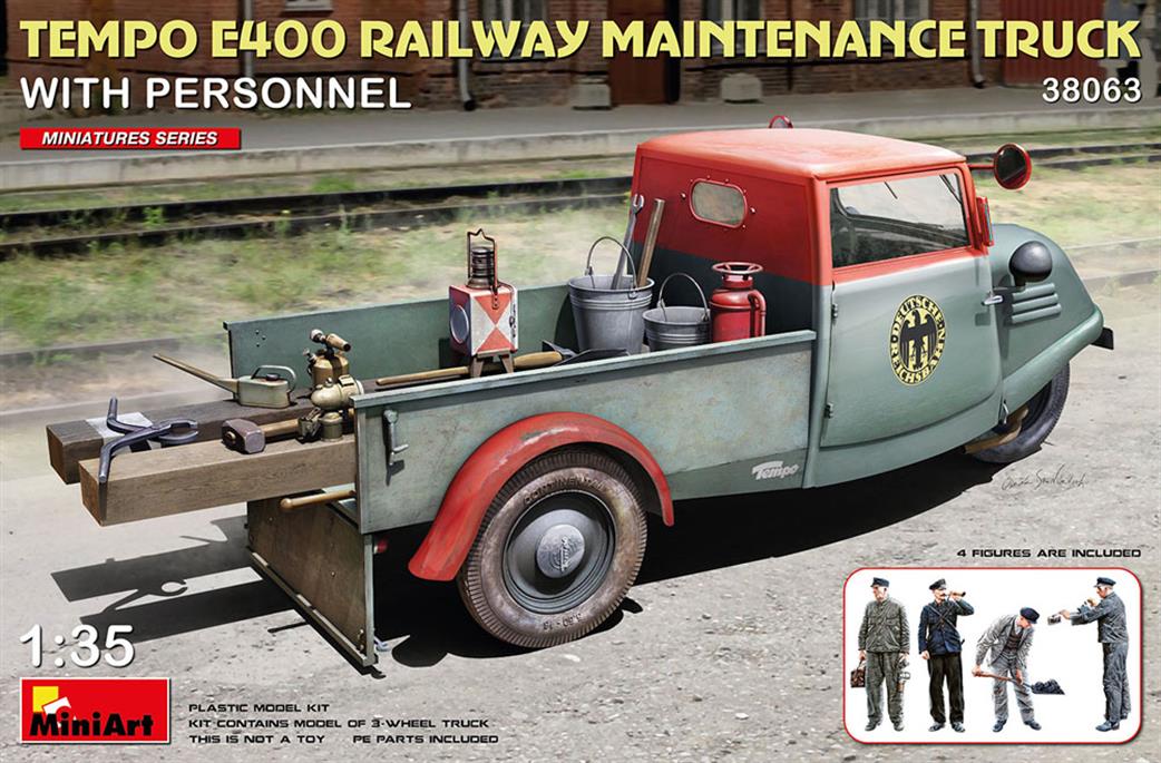 MiniArt 1/35 38063 Tempo E400 Railway Maintenance With 4 Figures Plastic Kit