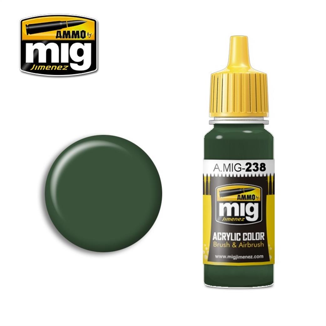 Ammo of Mig Jimenez A.MIG-238 FS34092 Medium Green 17ml Acrylic Paint