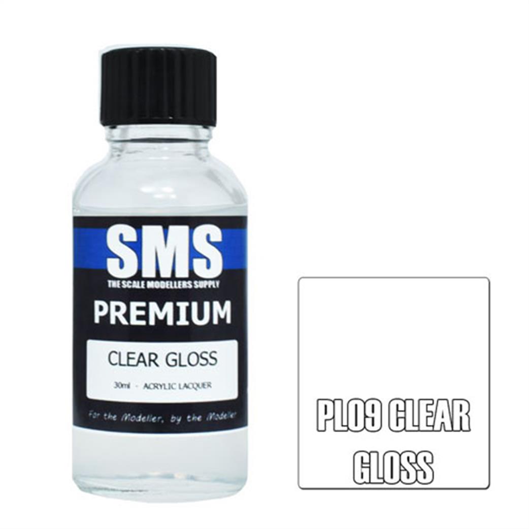 SMS Premium Lacquers  PL09 Clear Gloss  Airbrush Ready Acrylic Lacquer 30ml