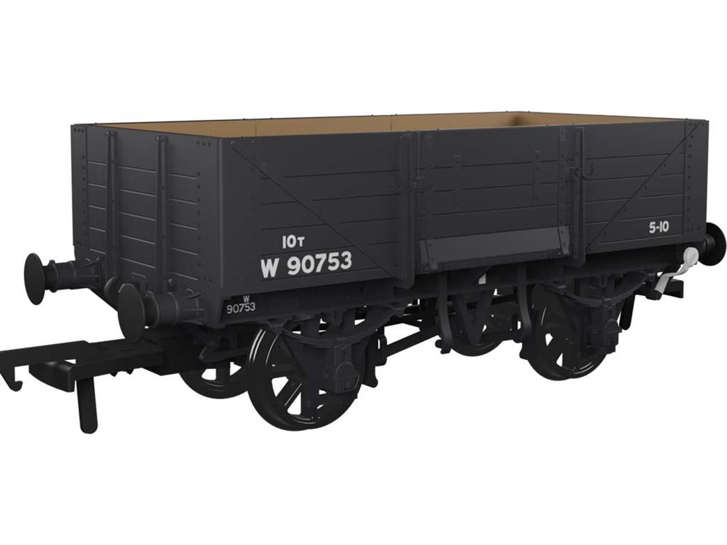 Rapido Trains OO 971010 BR W90753 Diagram O18 5 Plank Open Merchandise Wagon GWR Grey BR Lettering