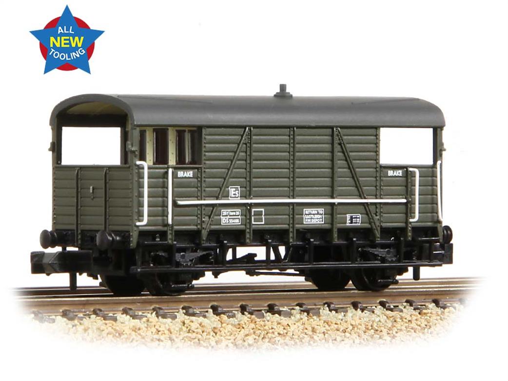 Graham Farish N 378-028 BR ex-SECR 25Ton Goods Train Brake Van Departmental Olive Green