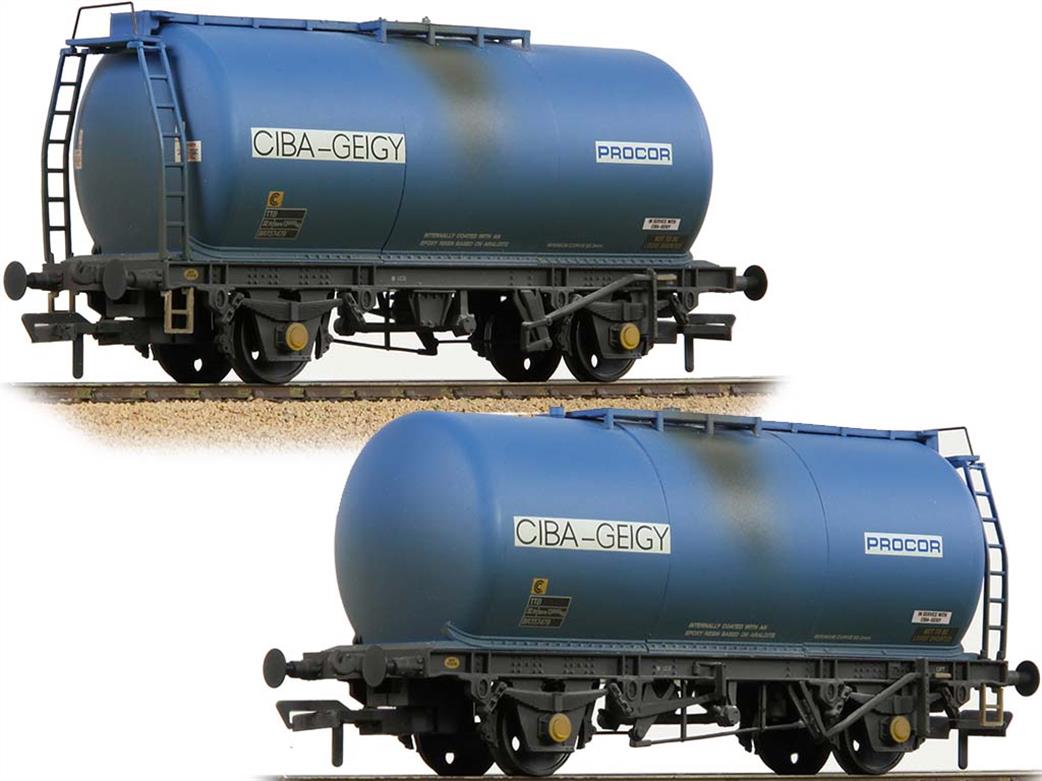 Bachmann OO 37-584B Ciba-Geigy 45tonne glw TTA Oil Tank Wagon Blue Weathered