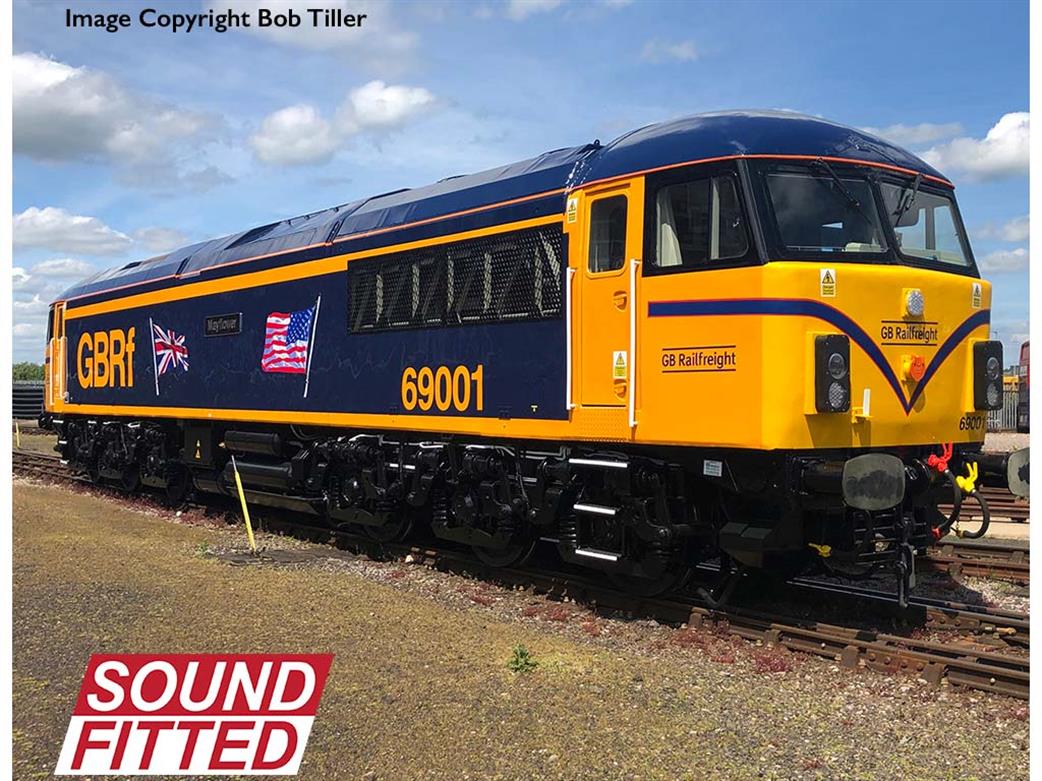 Bachmann OO 35-776SF GBRf 69001 Mayflower Class 69 Diesel Locomotive GBRf Blue & Orange with GB and US Flags DCC Sound