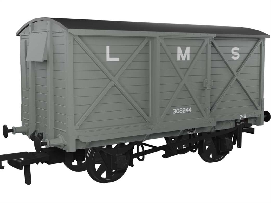 Rapido Trains OO 976005 LMS ex-Caledonian Railway Diagram 67 10ton Ventilated Box Van 308244 LMS Grey Large Lettering