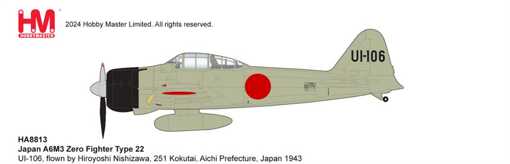 Hobby Master 1/48 HA8813 Japan A6M2 Zero Fighter Type 22 Hiroyoshi Nishizawa