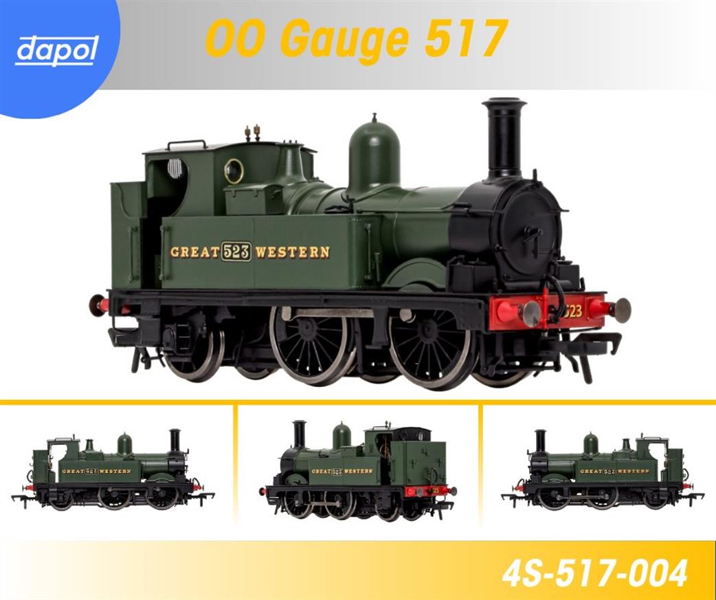 Dapol OO 4S-517-004S GWR 523 517 Class 0-4-2T GWR Green GREAT WESTERN DCC Sound