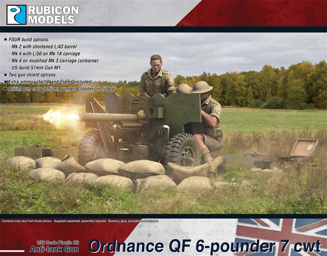 Rubicon Models 1/56 280139 British Ordnance QF 6-pounder 7 cwt