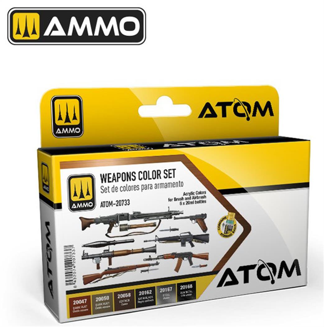 Ammo of Mig Jimenez  ATOM-20733 Weapons Colour Paint Set