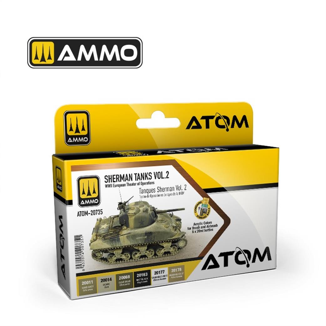 Ammo of Mig Jimenez  ATOM-20735 Sherman Tanks Vol 2 paint set