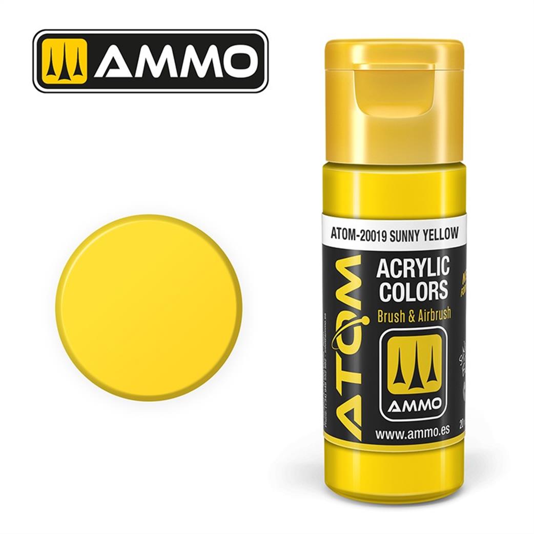 Ammo of Mig Jimenez  ATOM-20019 Atom Color Sunny Yellow 20ml Acrylic Paint