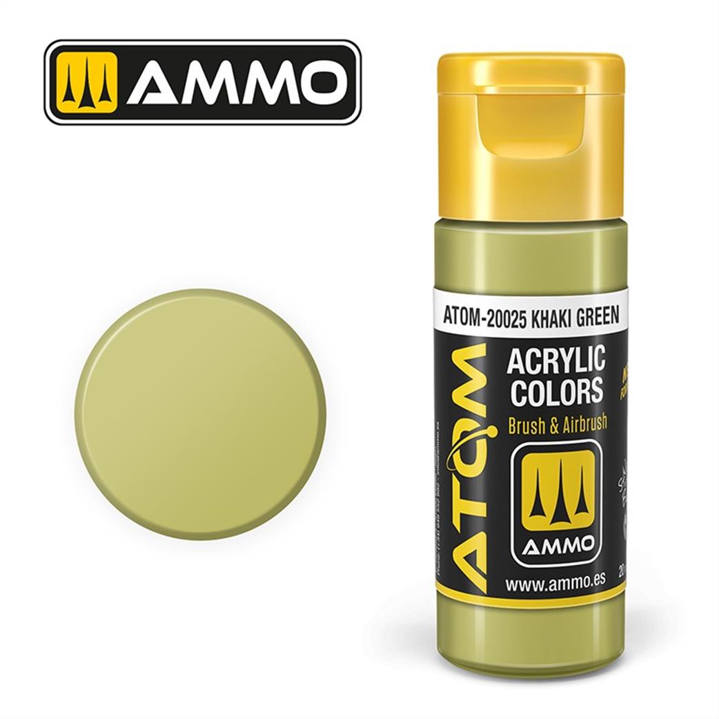 Ammo of Mig Jimenez  ATOM-20025 Atom Color Khaki Green 20ml Acrylic Paint