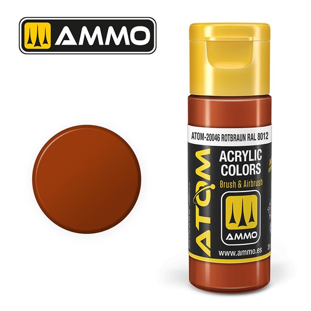 Ammo of Mig Jimenez  ATOM-20046 Atom Color Rotbraun RAL 8012 20ml Acrylic Paint