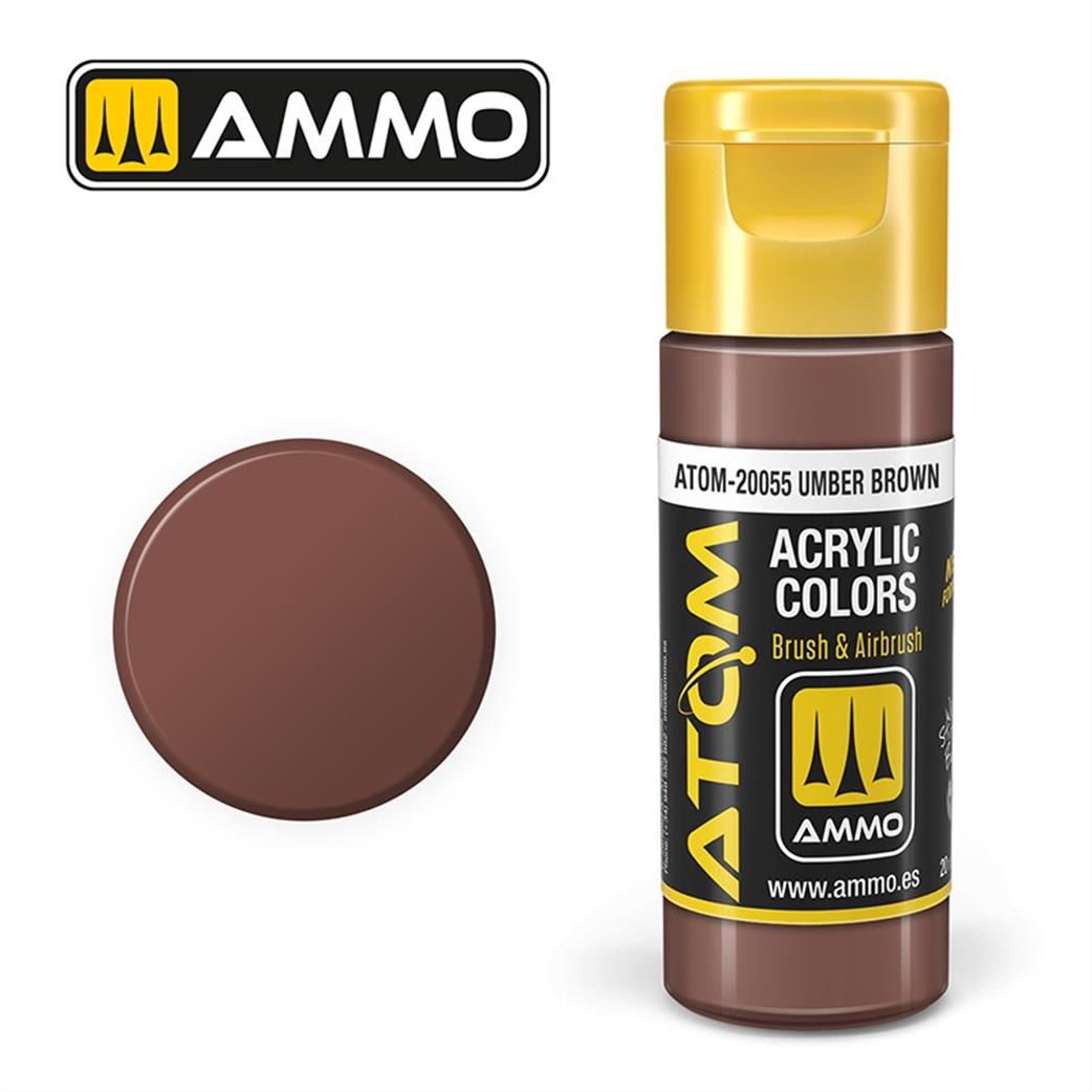 Ammo of Mig Jimenez  ATOM-20055 Atom Color Umber Brown 20ml Acrylic Paint