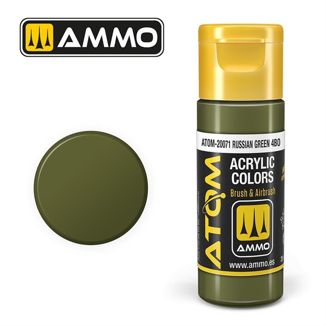 Ammo of Mig Jimenez  ATOM-20071 Atom Colour Russian Green 4BO 20ml Acrylic Paint