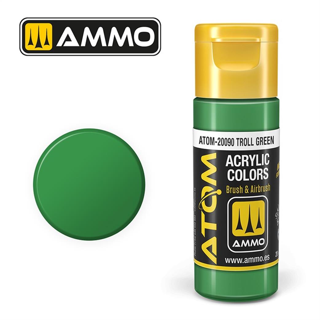 Ammo of Mig Jimenez  ATOM-20090 Atom Color Troll Green 20ml Acrylic Paint