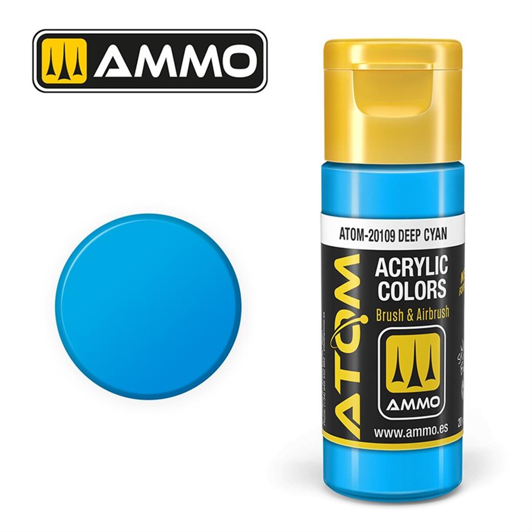 Ammo of Mig Jimenez  ATOM-20109 Atom Color Deep Cyan 20ml Acrylic Paint