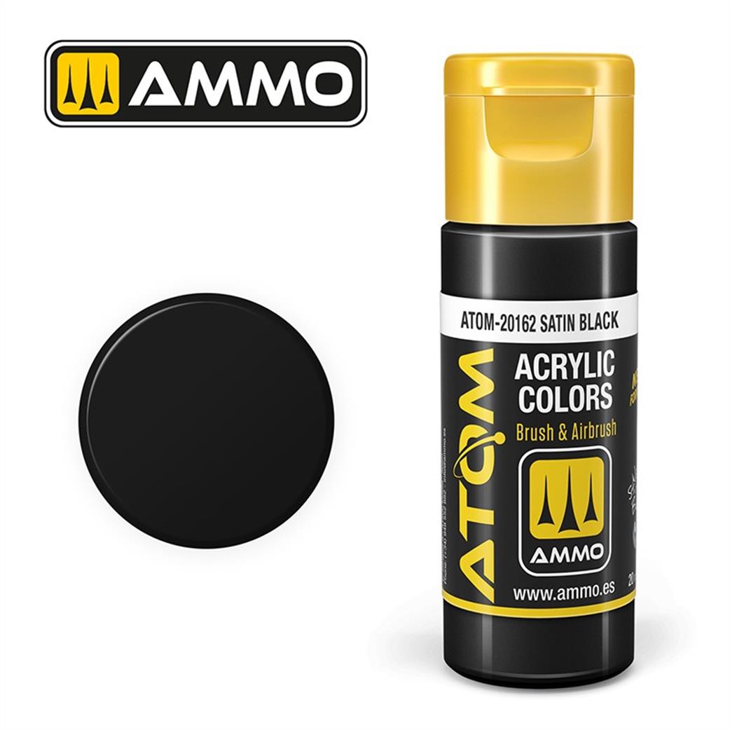 Ammo of Mig Jimenez  ATOM-20162 Atom Color Satin Black 20ml Acrylic Paint