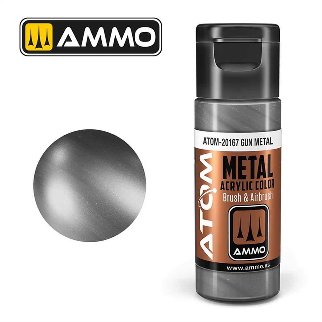 Ammo of Mig Jimenez  ATOM-20167 Atom Color Metallic Gun Metal 20ml Acrylic Paint