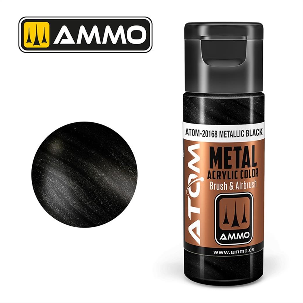 Ammo of Mig Jimenez  ATOM-20168 Atom Color Metallic Black 20ml Acrylic Paint