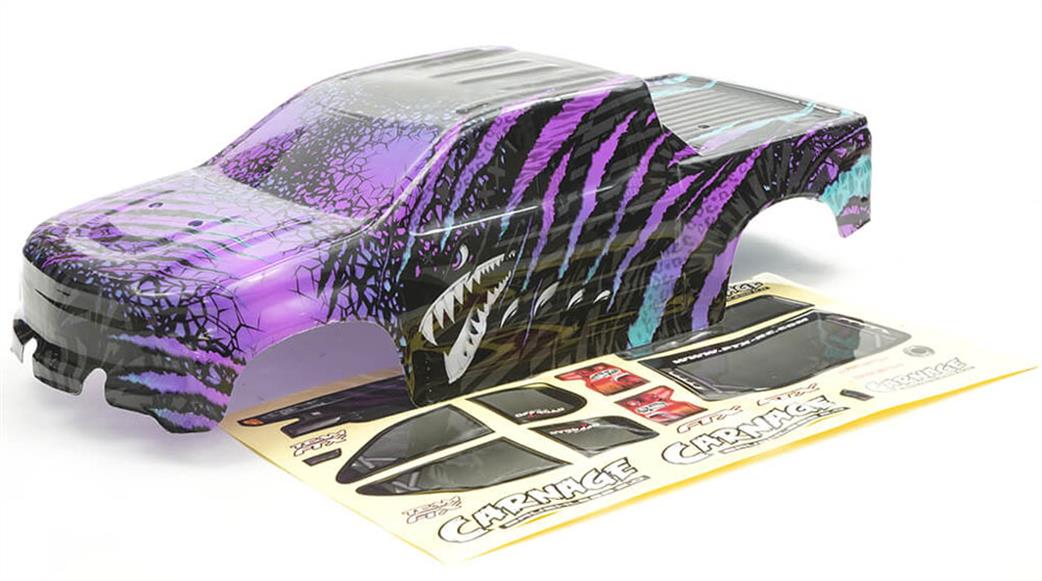 FTX 1/10 FTX6345BKP Carnage  2.0 Brushless Truck Black Purple Printed Bodyshell