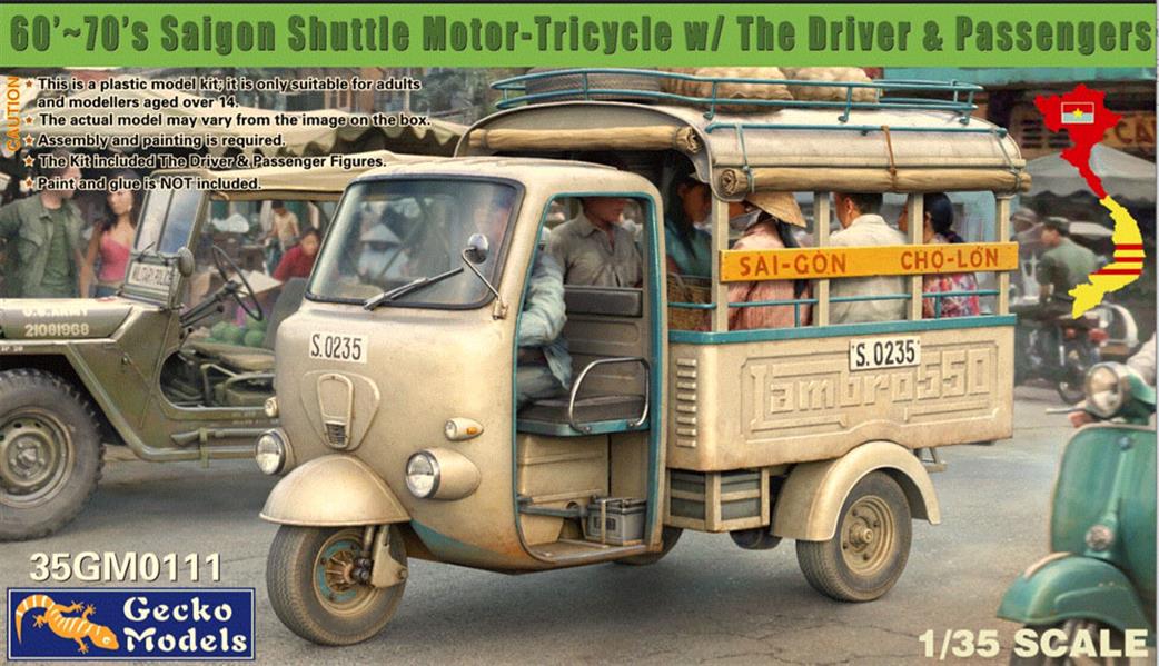 Gecko Models 1/35 35GM0111 60'~70's Saigon Shuttle Motor-Tricycle w/The Driver & Passenger