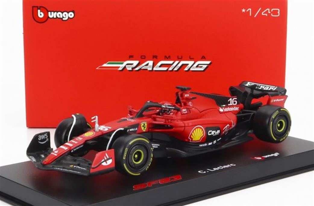 Burago 1/43 B18-36835L Ferrari SF-23 #16 2023 C.Leclerc Scuderia Ferrari w/Helmet and Showcase Model