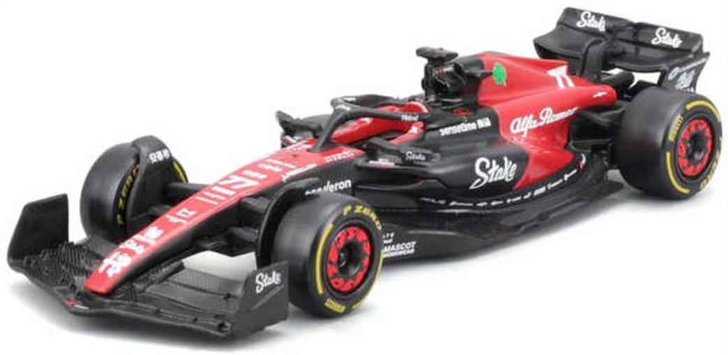 Burago 1/43 B18-38086B Alfa Romeo F1 C43 #77 2023 V.Bottas w/Helmet and Showcase Model