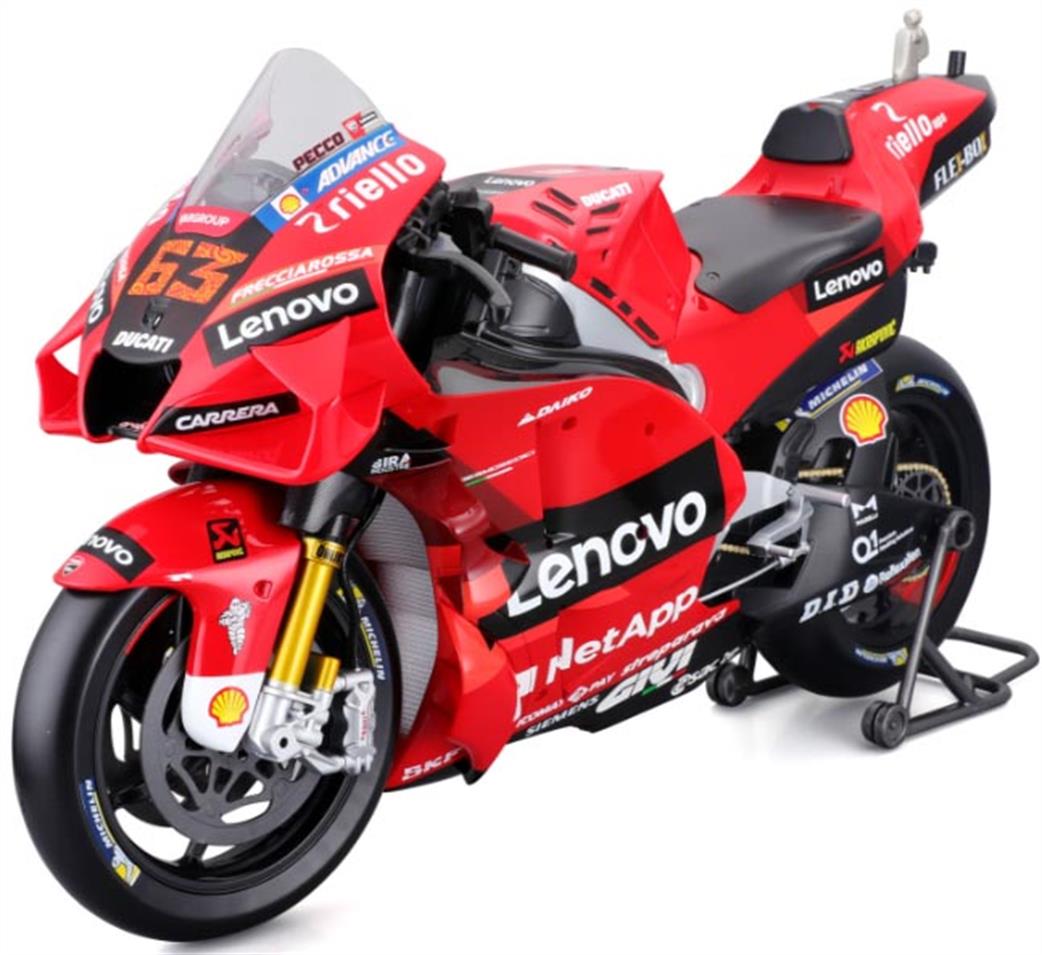 Maisto 1/6 M32229 Moto GP 2022 Ducati Lenovo #63 Bagnaia Model