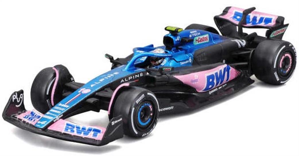 Burago 1/43 B18-38073G BWT Alpine F1 2023 A523 #10 Pierre Gasly w/Helmet and Showcase Model