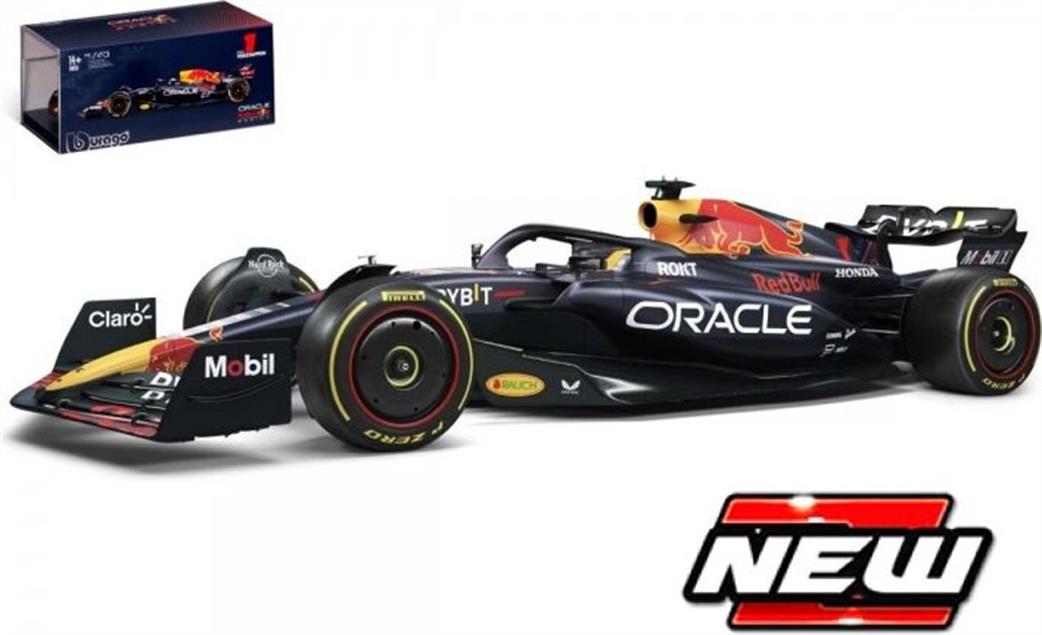 Burago 1/43 B18-38083V Red Bull Racing RB19 2023 F1 #1 Max Verstappen w/Helmet and Showcase Model