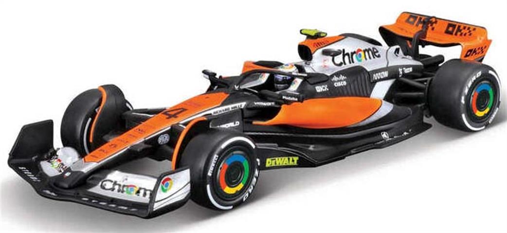 Burago 1/43 B18-38088N McLaren F1 2023 MCL 60 #4 Lando Norris w/Helmet and Showcase Model