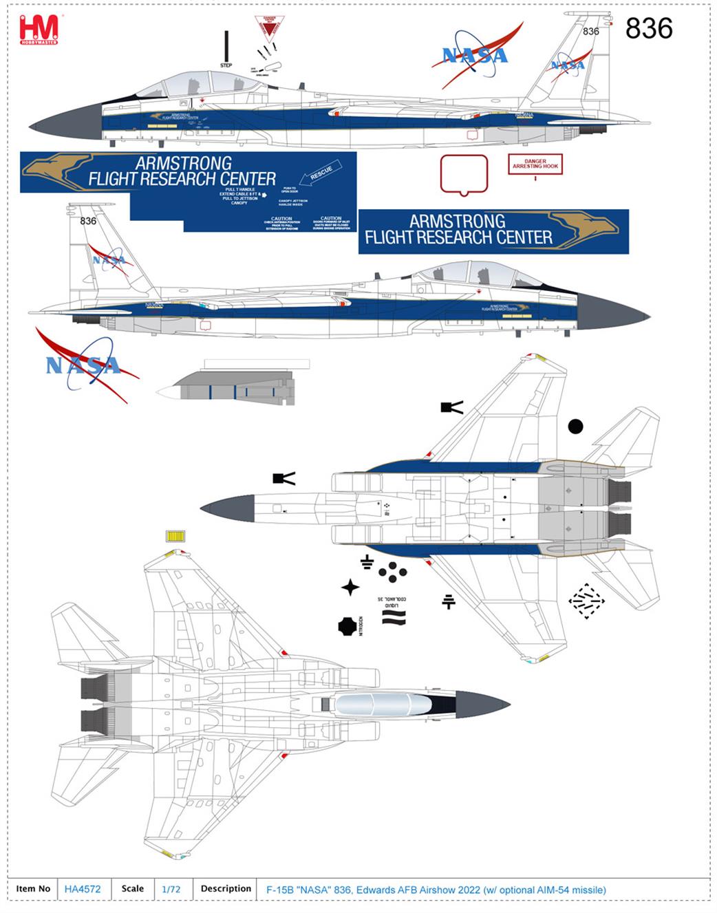 Hobby Master 1/72 HA4572 McDonald Douglas F-15B NASA Edwards AFB Airshow