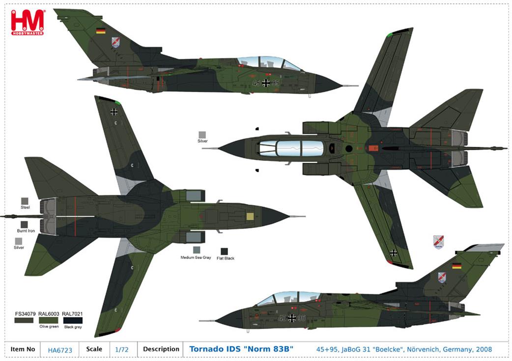 Hobby Master 1/72 HA6723 Tornado IDS Norm 83B Boelcke Nörvenich Germany