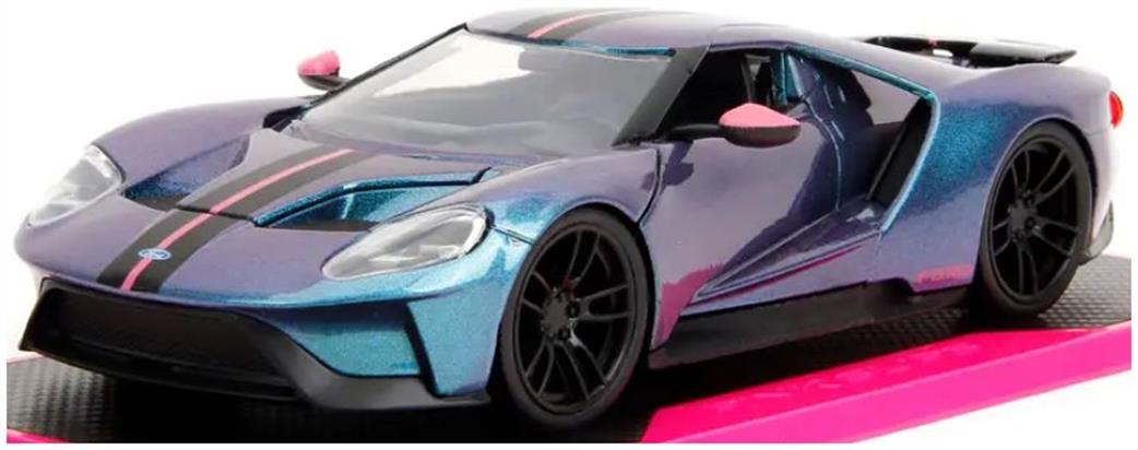 Jadatoys 1/24 JAD35192PS Ford GT Chameleon Candy Blue Pink Paint Pink Slips Diecast Model